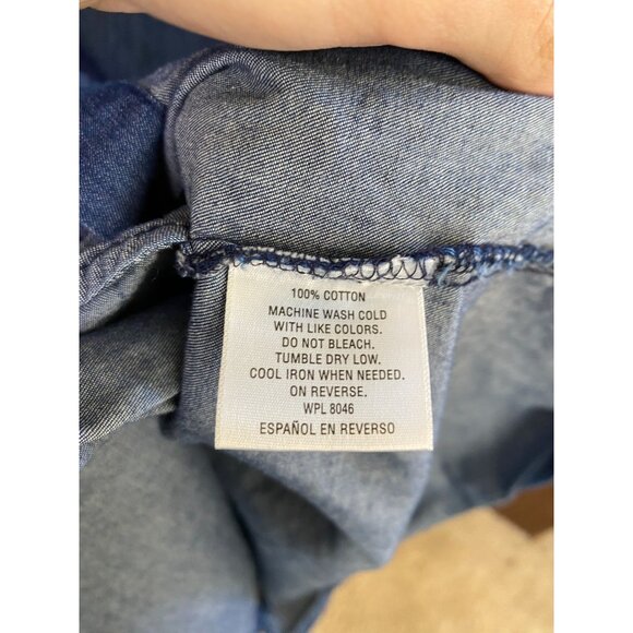 Maison Jules Womens Denim Button-Up Shirt Dress Roll Sleeves Cotton Small Blue - Picture 4 of 7